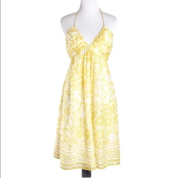 Shoshanna Dresses | Shoshanna Yellow Silk Halter Dress Size 4 | Color: Yellow | Size: 4 | Cal314's Closet